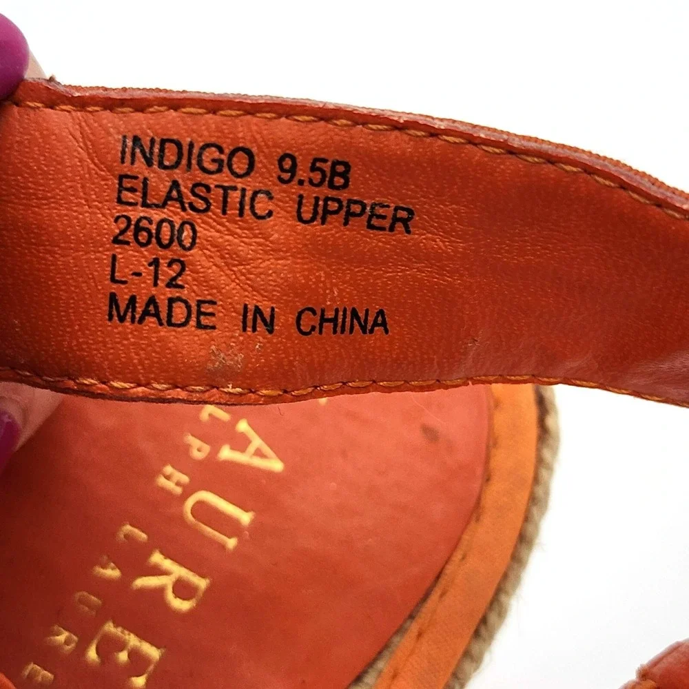 Lauren Ralph Lauren Indigo Espadrille Wedge Sandal Orange 9.5